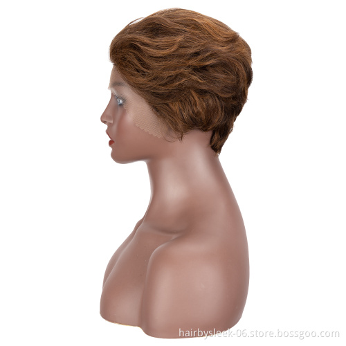 Rebecca Fashion Dark brown Short Straight Wigs For Black Women Hd Lace Wig Pixie Cut Human Hair Front Lace Wigs